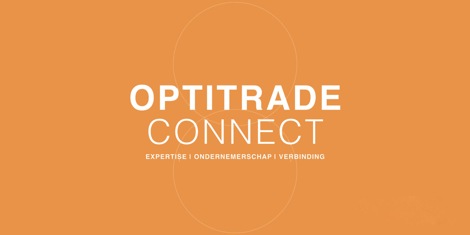 oranje vlak met tekst: Optitrade Connect; expertise, ondernemerschap en verbinding